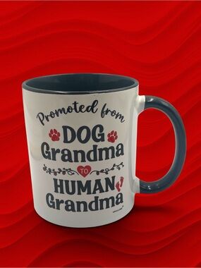 Promoted From Dog Grandma To Human Grandma Mug Pregnancy Announcement Gift 11oz